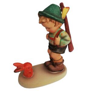 Goebel Hummel 5" "Sensitive Hunter" Figurine. Boy With Rabbit. 6/0 TMK5